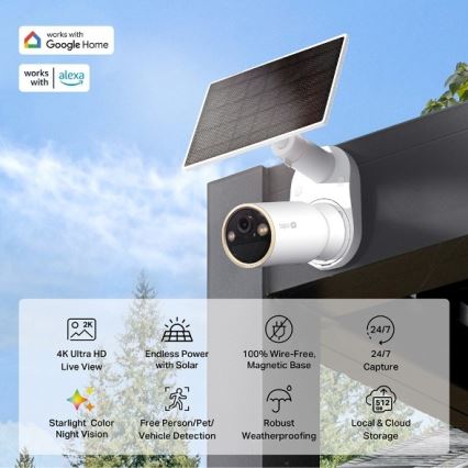 TP-Link - Caméra solaire extérieure avec capteur, IP66, Wi-Fi