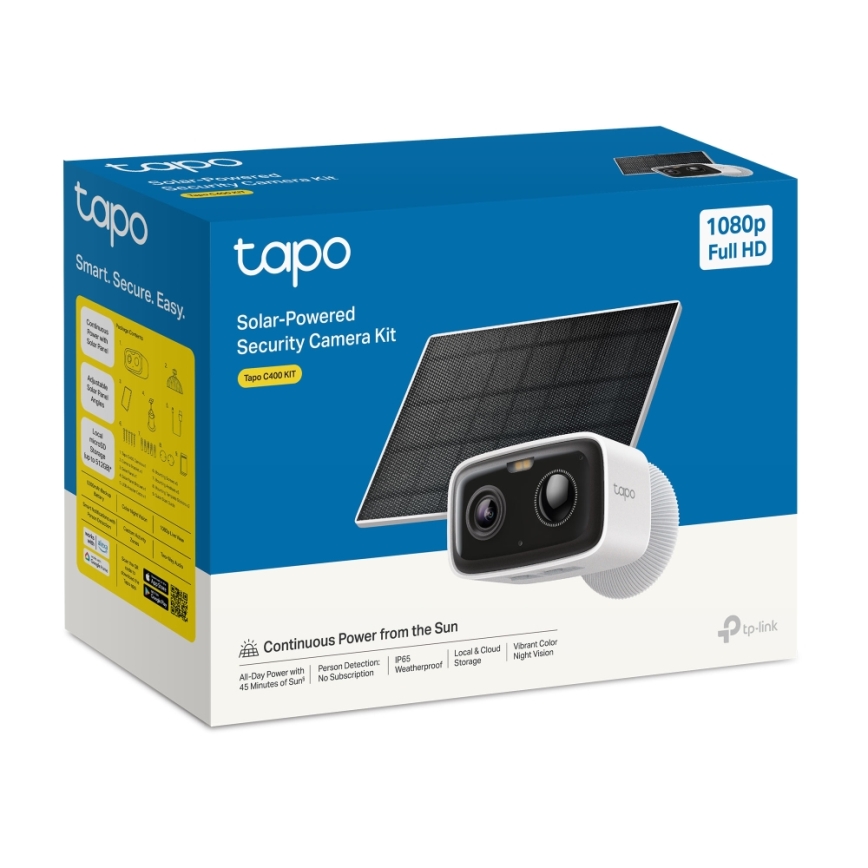TP-Link - Caméra solaire intelligente 5200 mAh 5V IP65