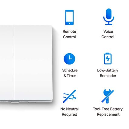 TP-Link - Interrupteur d'éclairage intelligent à deux boutons 2xAAA Wi-Fi