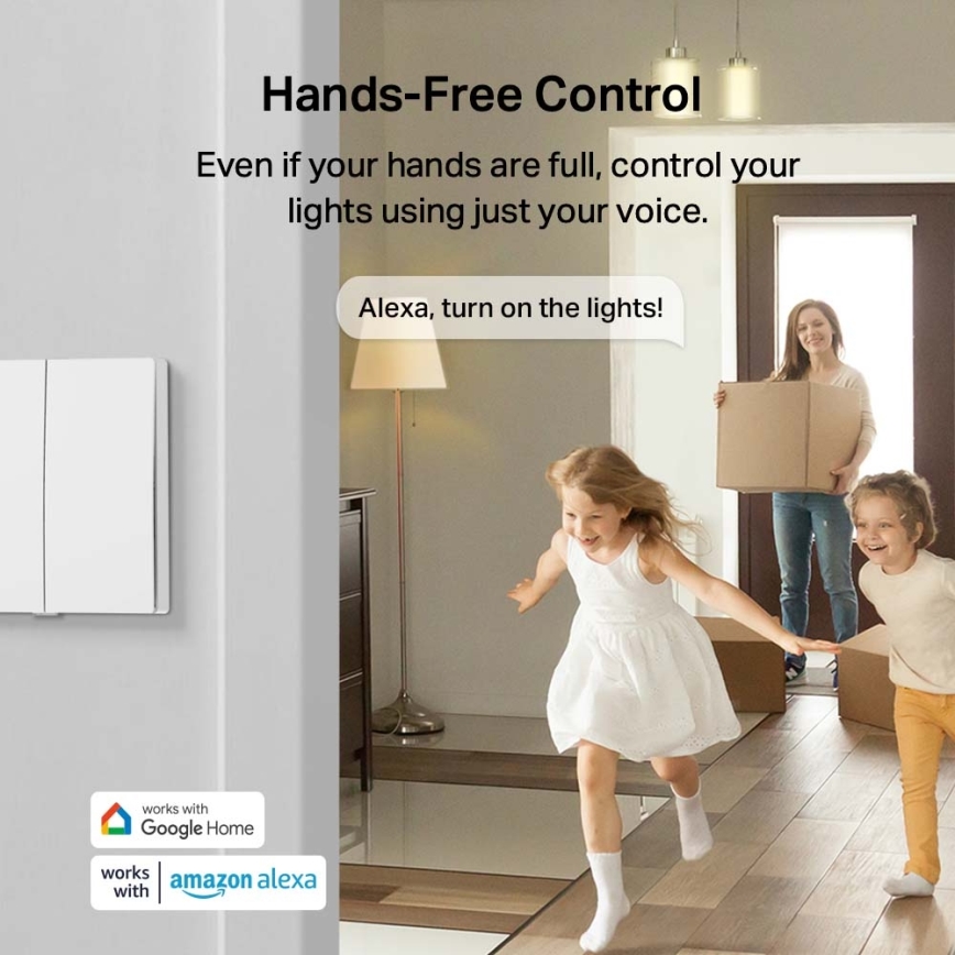 TP-Link - Interrupteur d'éclairage intelligent à deux boutons 2xAAA Wi-Fi