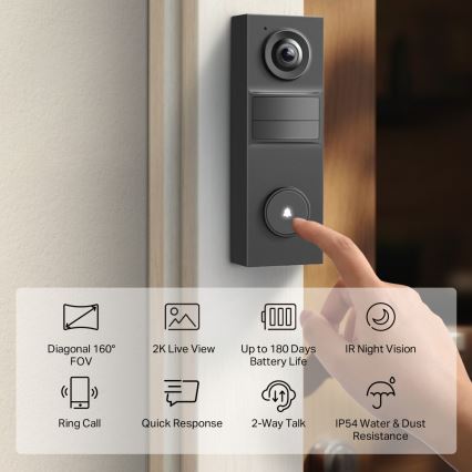 TP-Link - Mini sonnette vidéo intelligente Wi-Fi