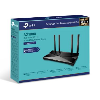 TP-Link - Modem routeur VDSL/ADSL bi-bande avec Wi-Fi 6 Archer VX1800V