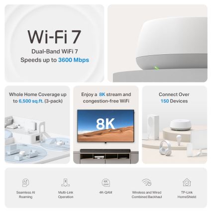 TP-Link - Pack de 2 systèmes mesh Wi-Fi 7 Deco BE22 pour toute la maison