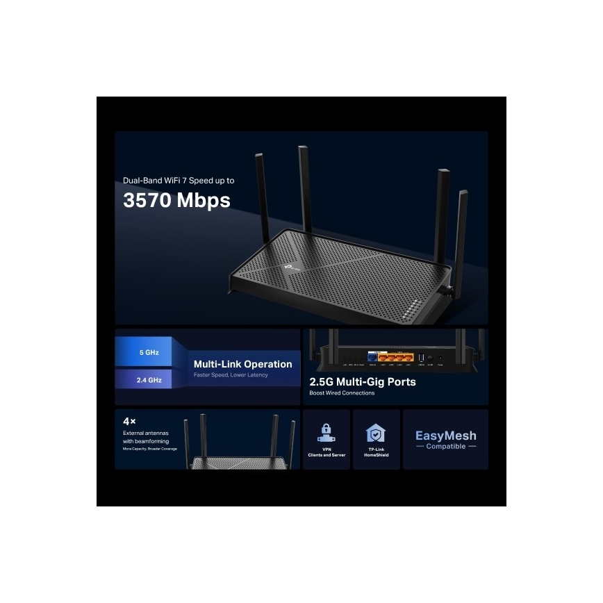 TP-Link - Routeur Wi-Fi 7 double bande Archer BE230