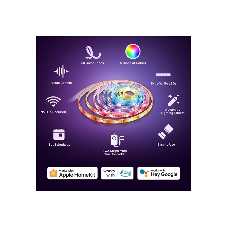 TP-Link - Ruban LED RGBW dimmable 5 m, 24 W, 230 V, Wi‑Fi