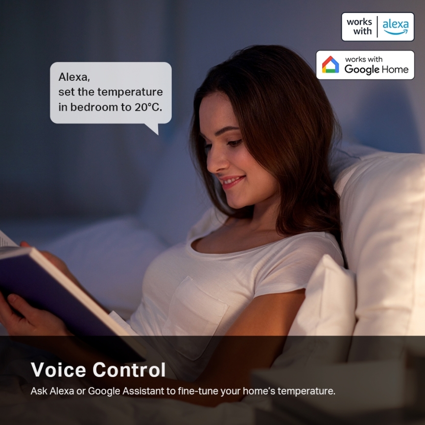 TP-Link - Tête thermostatique intelligente avec écran LCD, alimentée par 2 piles AA, compatible Tuya