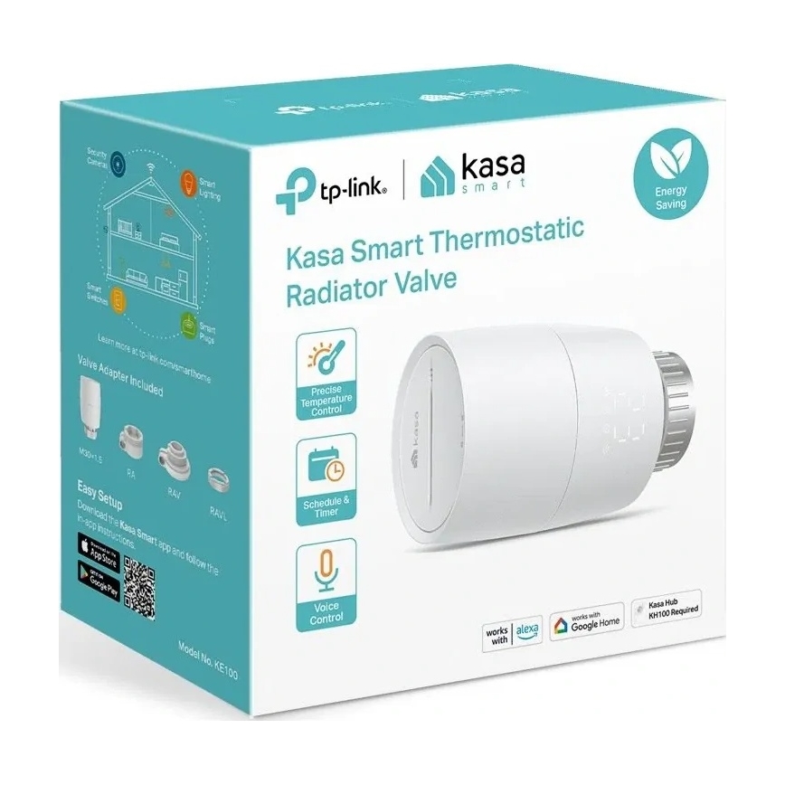 TP-Link - Tête thermostatique intelligente avec écran LCD, alimentée par 2 piles AA, compatible Tuya