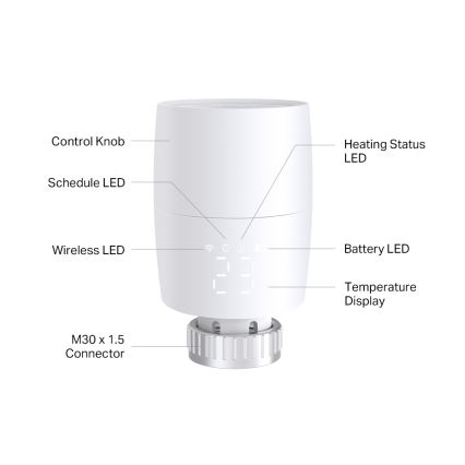 TP-Link - Tête thermostatique intelligente Tuya avec écran LCD, alimentée par 2xAA