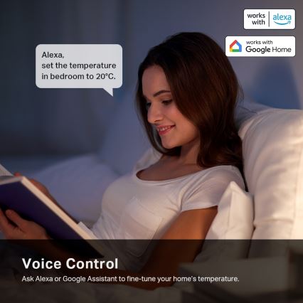 TP-Link - Tête thermostatique intelligente Tuya avec écran LCD, alimentée par 2xAA