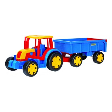 Tracteur avec remorque 102 cm — rouge, bleu ou jaune