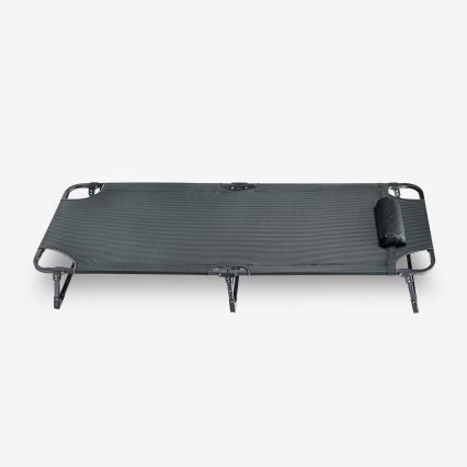Transat de camping pliable avec matelas gris