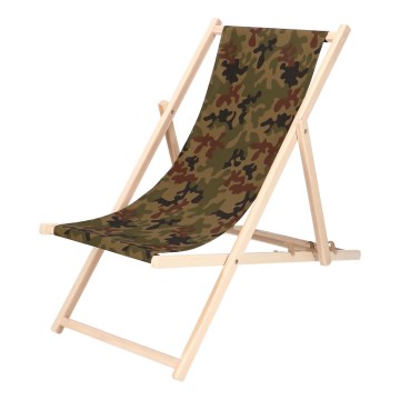 Transat de jardin à motif camouflage/hêtre