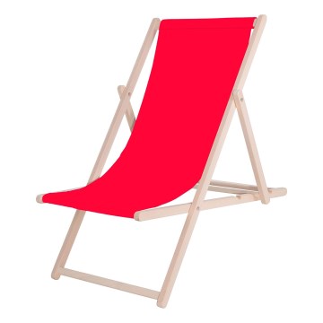 Transat de jardin rouge/hêtre