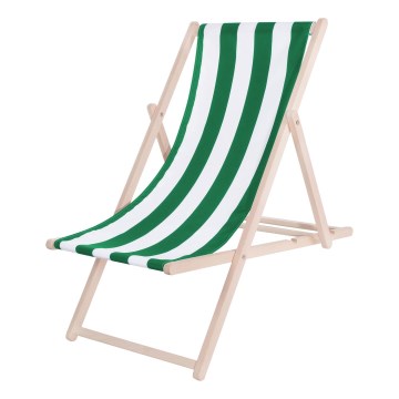 Transat de jardin vert/blanc/hêtre