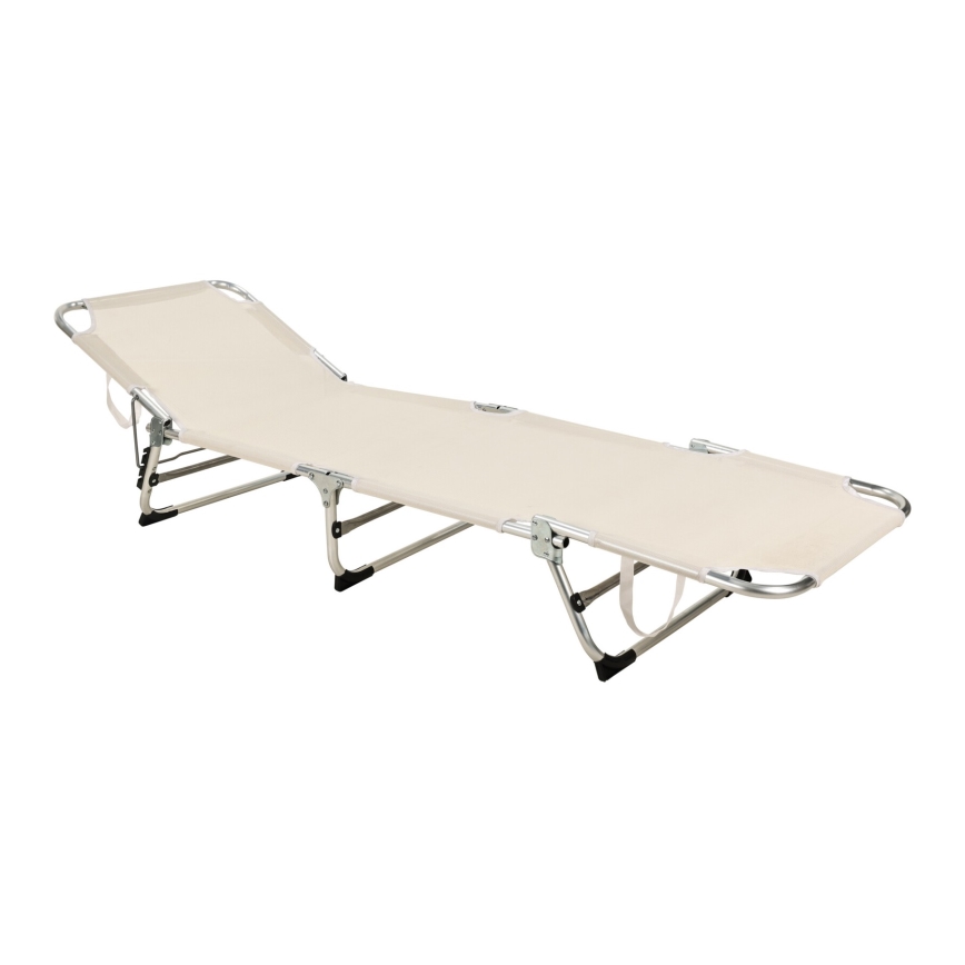 Transat pliant et inclinable SUNO 56x190 cm, coloris crème