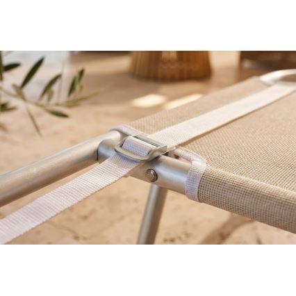 Transat pliant et inclinable SUNO 56x190 cm, coloris crème