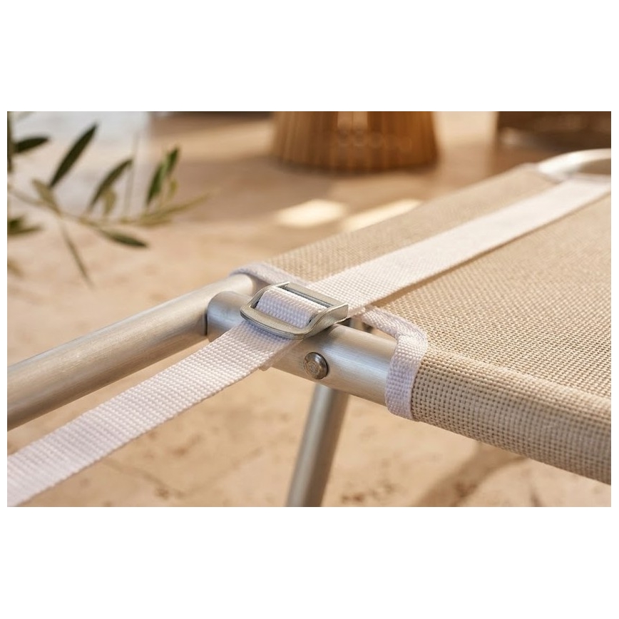 Transat pliant et inclinable SUNO 56x190 cm, coloris crème