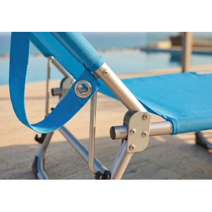 Transat pliant et réglable SUNO 56x190 cm bleu