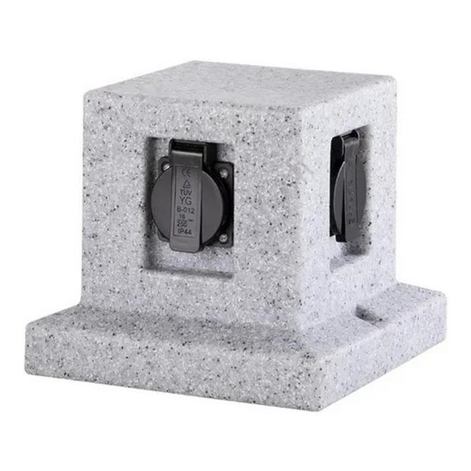 2X Prise de Jardin IP44 Piquet métal Prise extérieure étanche Colonne d'énergie multiprise Prise