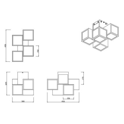 Trio - Lustre monté en surface LED RVBW à intensité variable OSCAR 5xLED/7W/230V 3000-6000K Wi-Fi + télécommande