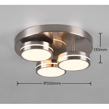 Trio - Plafonnier LED dimmable FRANKLIN 3xLED/8,5W/230V 3000K Ø 35 cm chrome mat