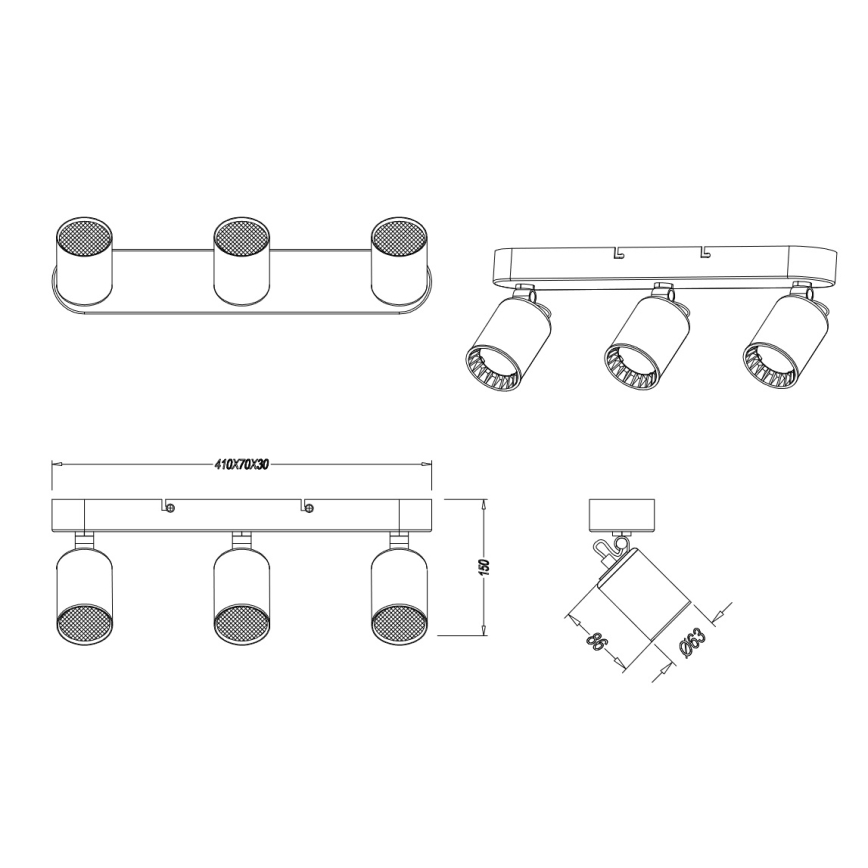 Trio - Spot PAGO 3xGU10//35W/230V blanc