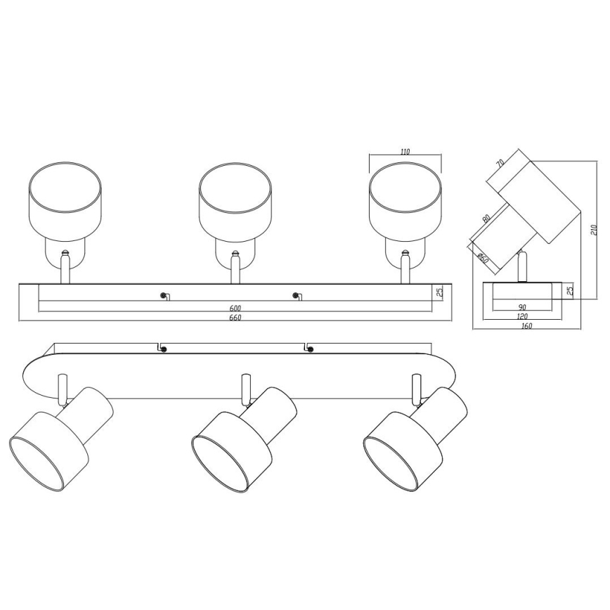 Trio - Spot WAILER 3xGU10/5W/230V noir