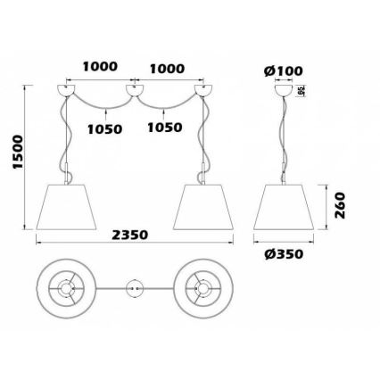 Trio - Suspension filaire ANDREUS 2xE27/60W/230V