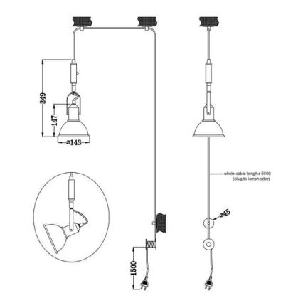 Trio - Suspension filaire CARLOTTA 1xE14/28W/230V