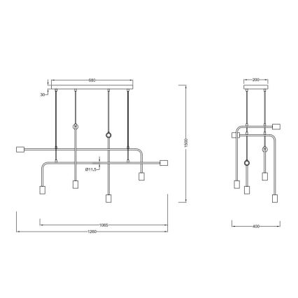 Trio - Suspension filaire CONNOR 8xE27/10W/230V