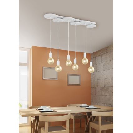 Trio - Suspension filaire DISCUS 6xE27/28W/230V blanche