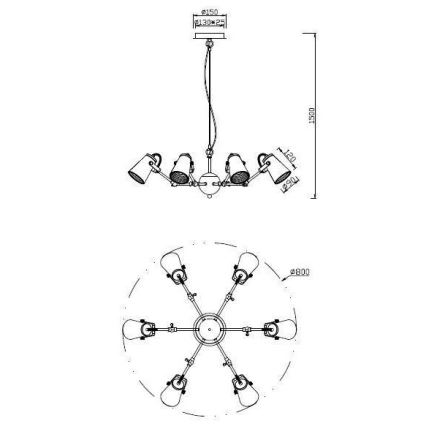 Trio - Suspension filaire EDWARD 6xE14/40W/230V