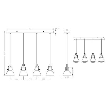 Trio - Suspension filaire GINELLI 4xE14/28W/230V