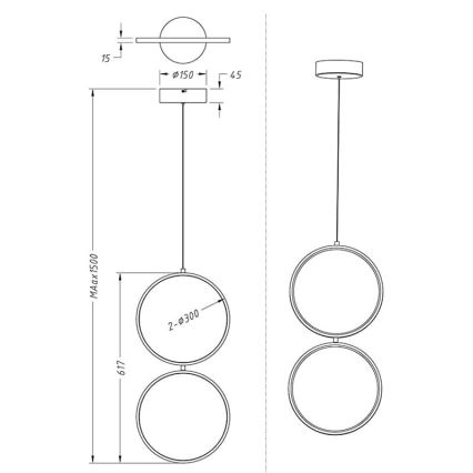 Trio - Suspension filaire LED à intensité variable RONDO 2xLED/11W/230V