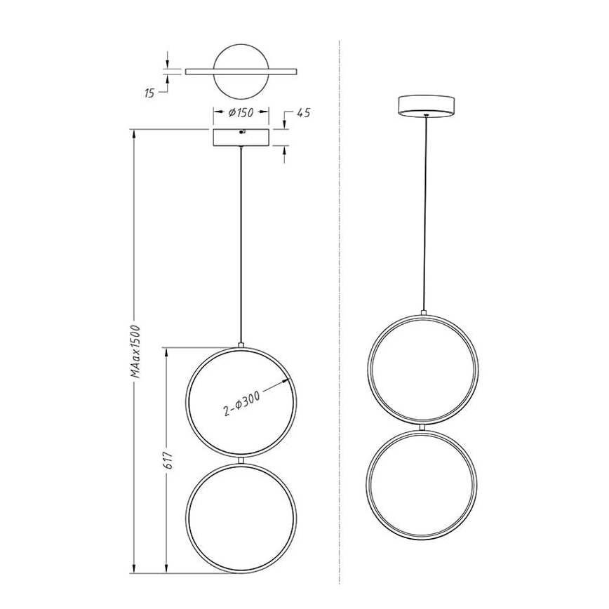 Trio - Suspension filaire LED à intensité variable RONDO 2xLED/11W/230V