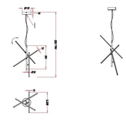 Trio - Suspension filaire LED à intensité variable TIRIAC 3xLED/7,5W/230V