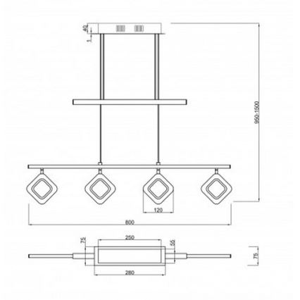 Trio - Suspension filaire LED PARADOX 4xLED/4,3W/230V