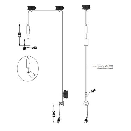 Trio - Suspension filaire STELLA 1xE27/42W/230V