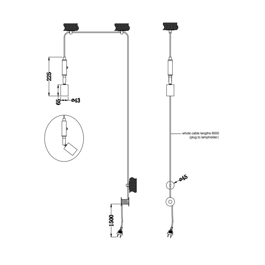 Trio - Suspension filaire STELLA 1xE27/42W/230V