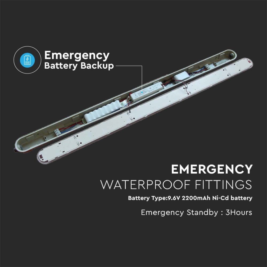 Tube fluorescent industriel avec module d'urgence EMERGENCY LED/48W/230V 4000K 150cm IP65
