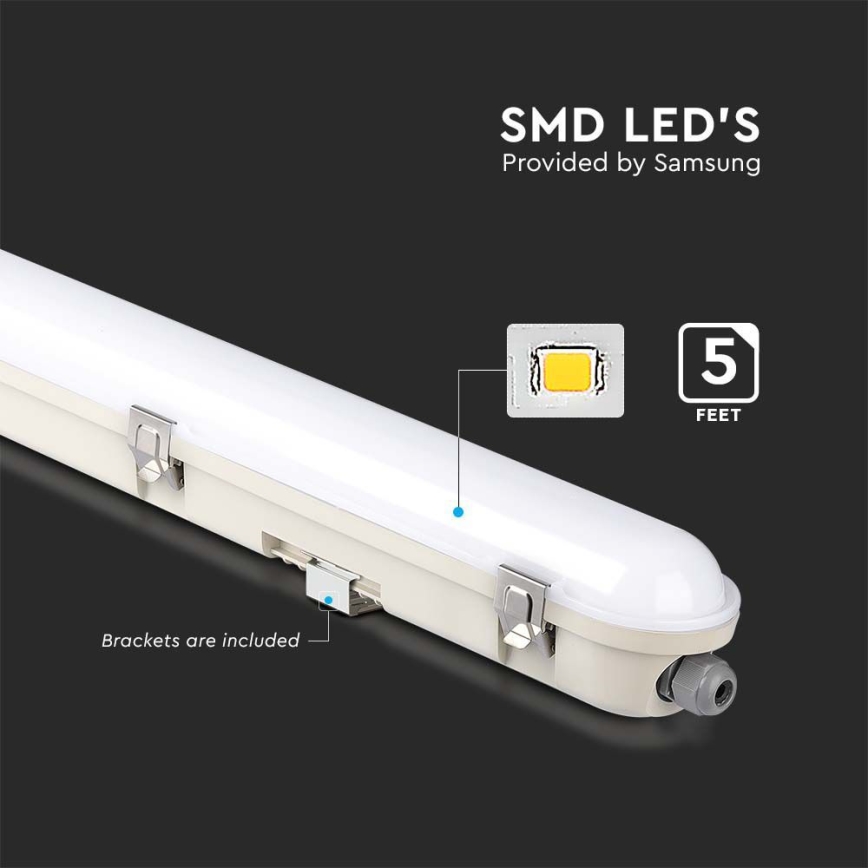 Tube fluorescent industriel avec module d'urgence EMERGENCY LED/48W/230V 6500K 150cm IP65