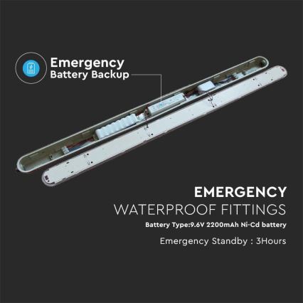 Tube fluorescent industriel avec module d'urgence EMERGENCY LED/48W/230V 6500K 150cm IP65