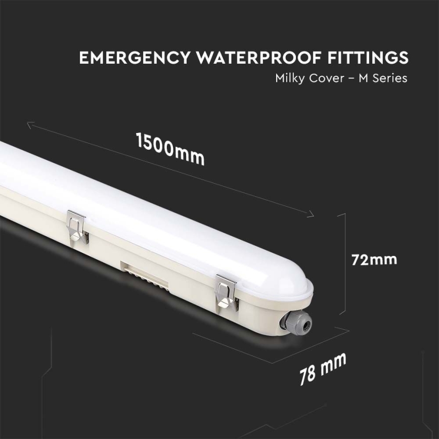 Tube fluorescent industriel avec module d'urgence EMERGENCY LED/48W/230V 6500K 150cm IP65