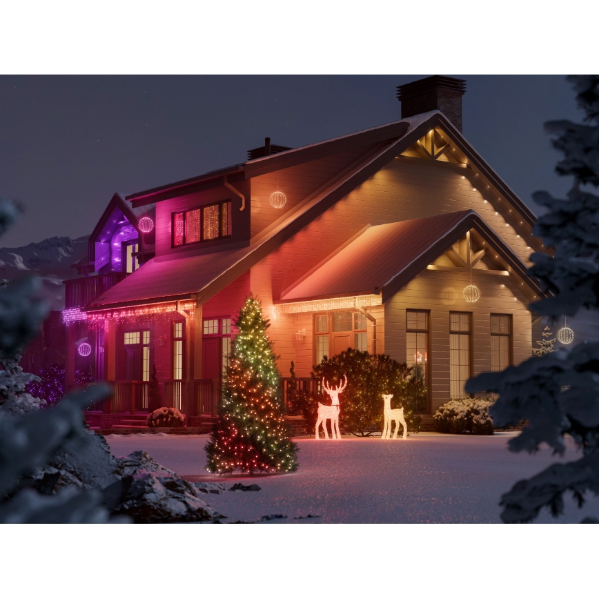 Twinkly - LED RGBW dimmable renne de Noël d'extérieur REINGEERS 250xLED IP44 Wi-Fi