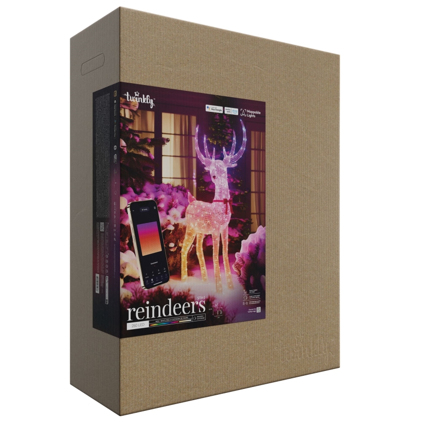 Twinkly - LED RGBW dimmable renne de Noël d'extérieur REINGEERS 250xLED IP44 Wi-Fi