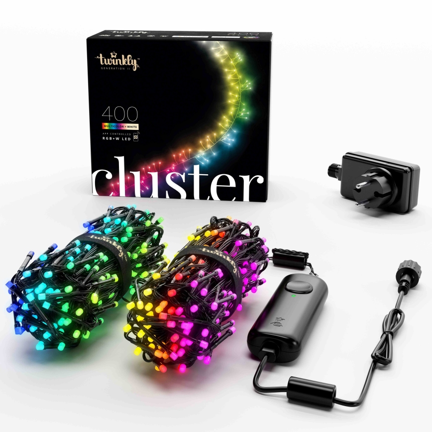 Twinkly - Guirlande de noël extérieure RGBW à intensité variable CLUSTER 400xLED 9,5m IP44 Wi-Fi