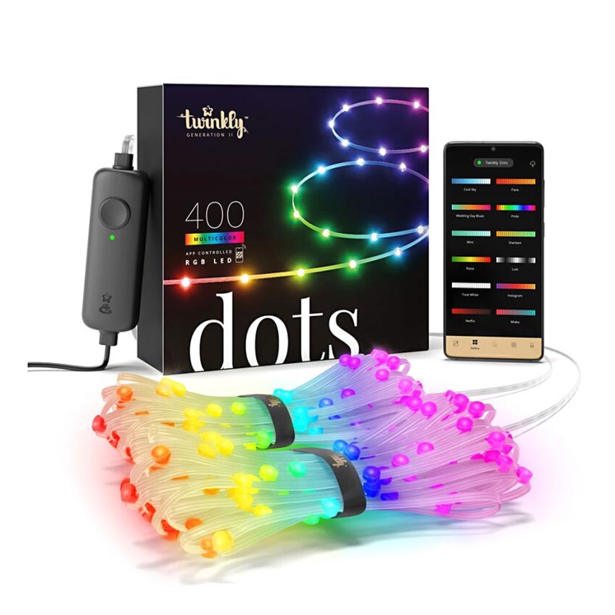 Twinkly - LED RGB Extérieur à intensité variable Ruban DOTS 400xLED 20 m IP44 Wi-Fi