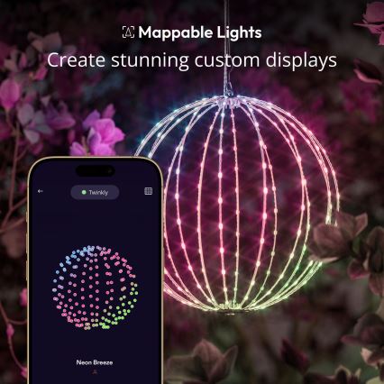 Twinkly - Décoration d'extérieur LED RGBW dimmable SPHERE, 210 LEDs, IP44, Wi-Fi