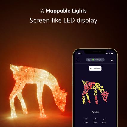 Twinkly - Renne de Noël RGBW d'extérieur à intensité variable 160xLED IP44 Wi-Fi
