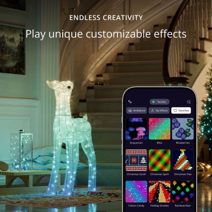 Twinkly - Renne de Noël d'extérieur LED RGBW dimmable REINGEERS 200 LED IP44 Wi-Fi